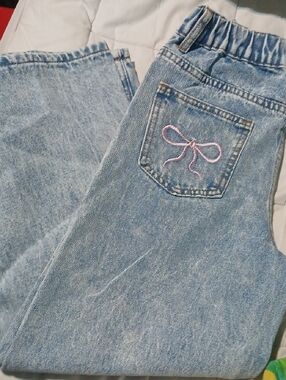 Girls Embroidered Baggy Style Jeans